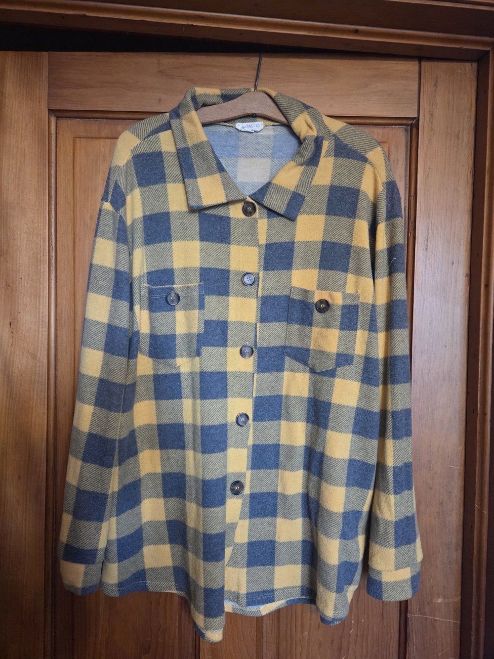 Fantastic Fawn Yellow and Gray Plaid Utility Shacket